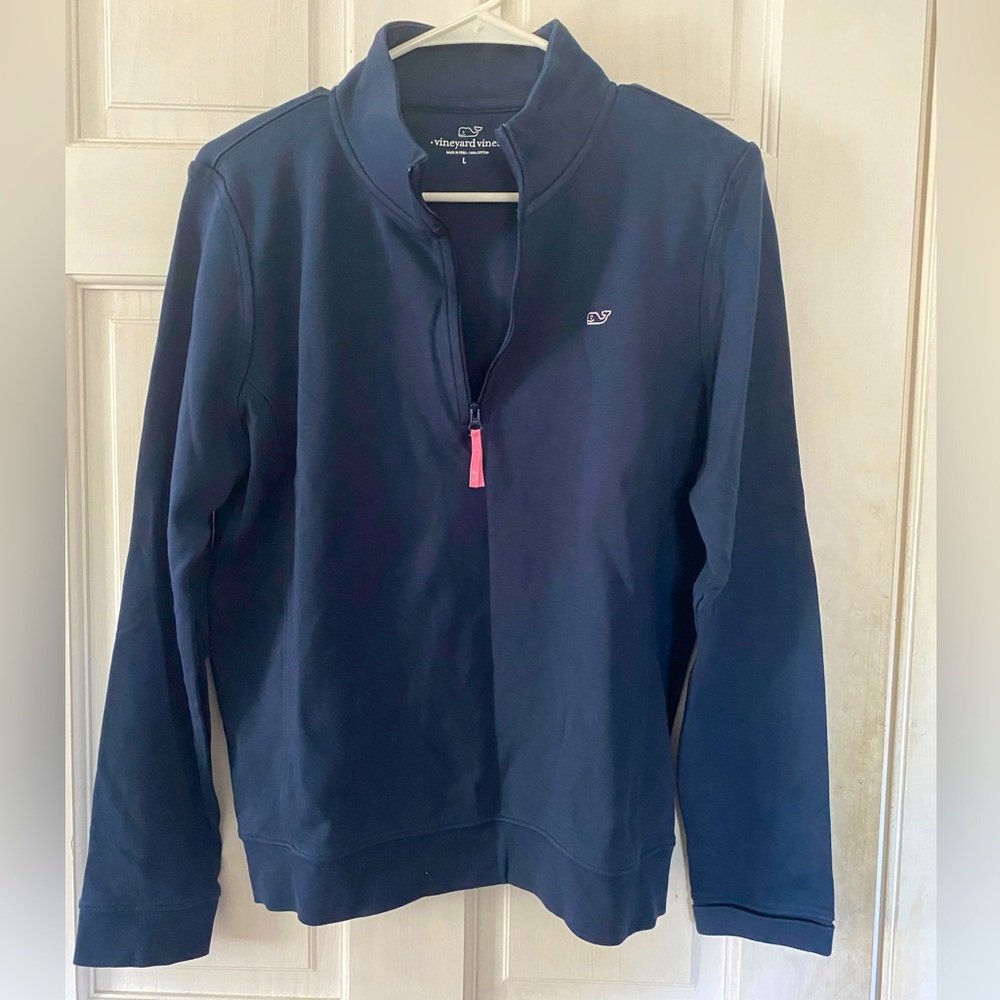 Vineyard vines navy cotton pullover 1/4 zip